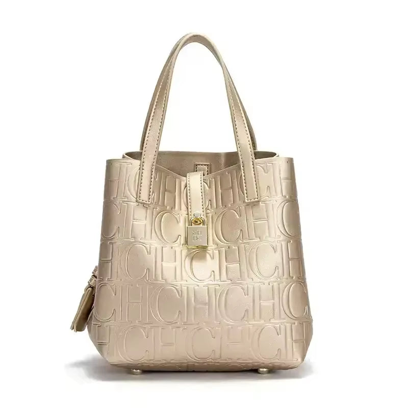 Embossed Ladies Crossbody Bag Letter Printing Design Ladies Handbag Large Capacity Tote Bag Elegant Temperament Ladies Should