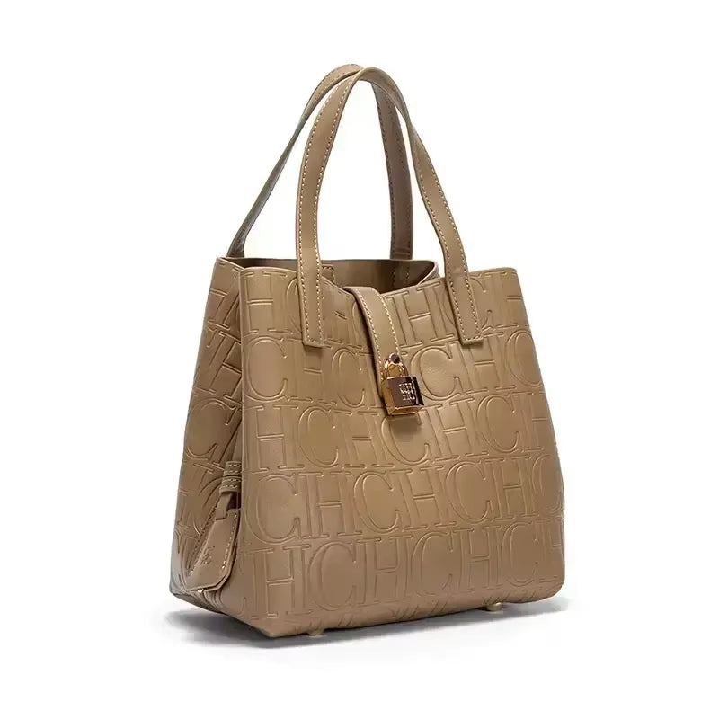 Embossed Ladies Crossbody Bag Letter Printing Design Ladies Handbag Large Capacity Tote Bag Elegant Temperament Ladies Should
