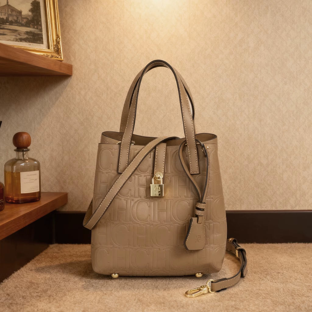 Embossed Ladies Crossbody Bag Letter Printing Design Ladies Handbag Large Capacity Tote Bag Elegant Temperament Ladies Should