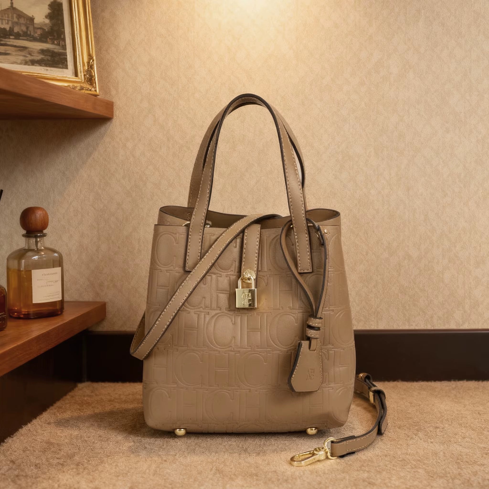 Embossed Ladies Crossbody Bag Letter Printing Design Ladies Handbag Large Capacity Tote Bag Elegant Temperament Ladies Should