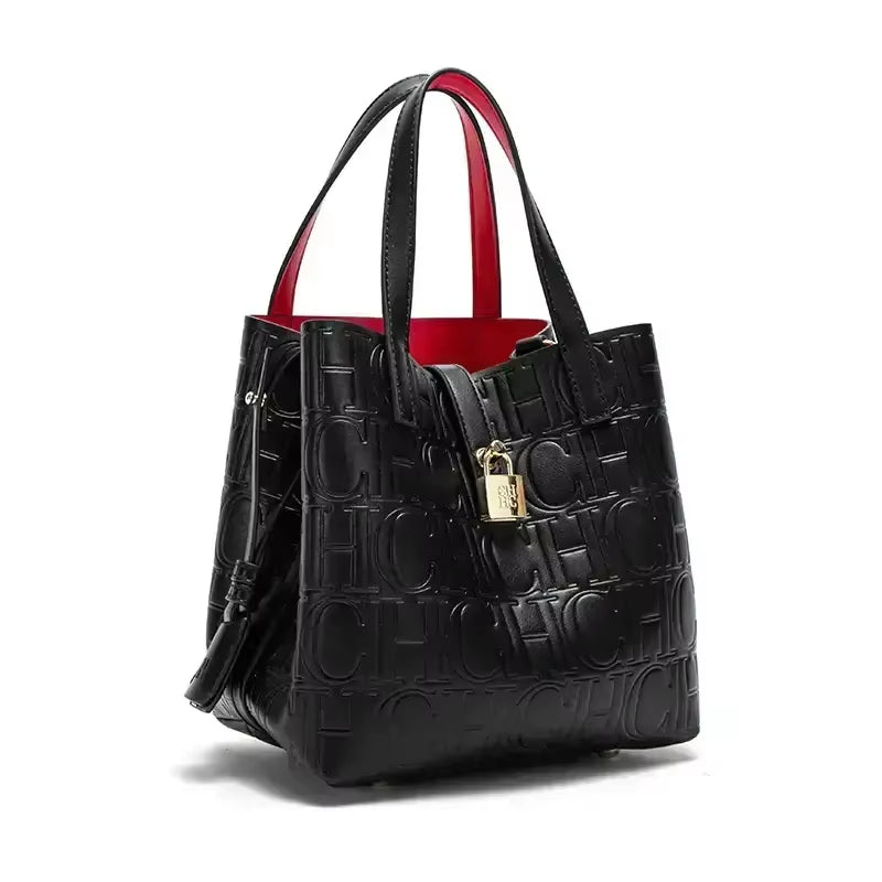 Embossed Ladies Crossbody Bag Letter Printing Design Ladies Handbag Large Capacity Tote Bag Elegant Temperament Ladies Should